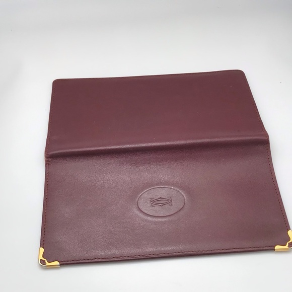 EUC Cartier Bordeaux Burgundy (Dark Red) Leather Checkbook Wallet - Unisex - Picture 2 of 7